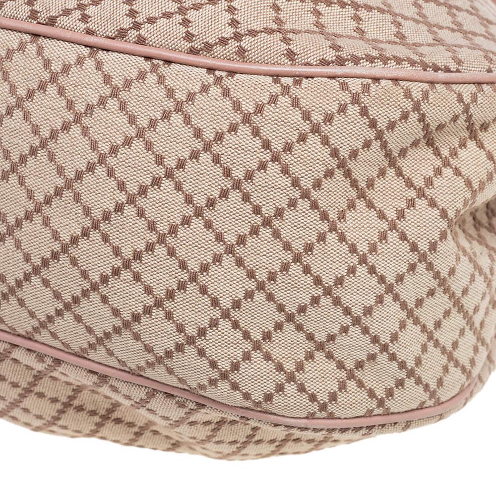 Gucci Beige/Pink Diamante Canvas And Leather Medium Sukey Hobo 7
