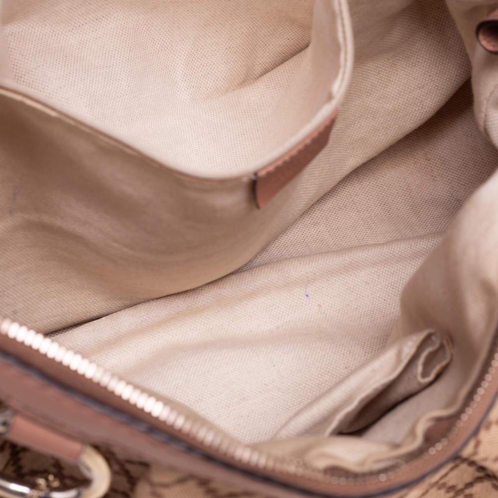 Gucci Beige/Pink Diamante Canvas And Leather Medium Sukey Hobo 2