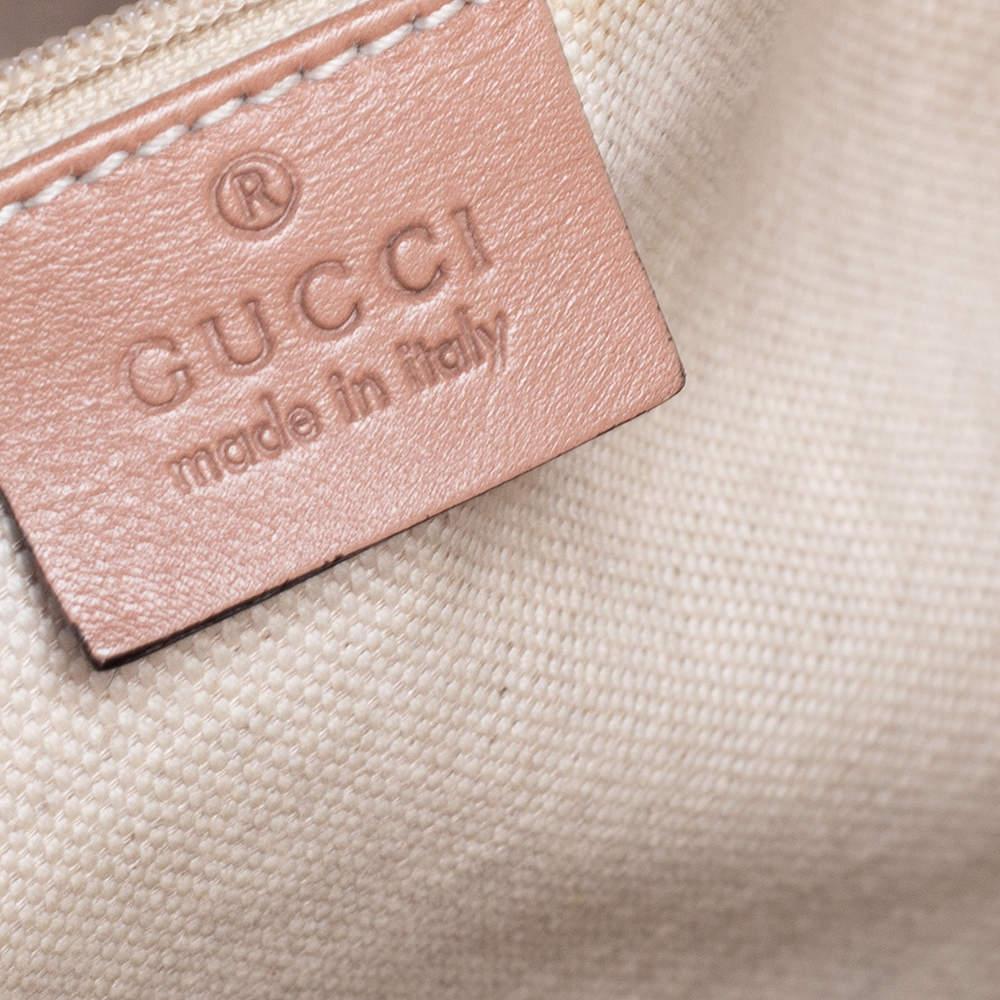 Gucci Beige/Pink Diamante Canvas And Leather Medium Sukey Hobo 4