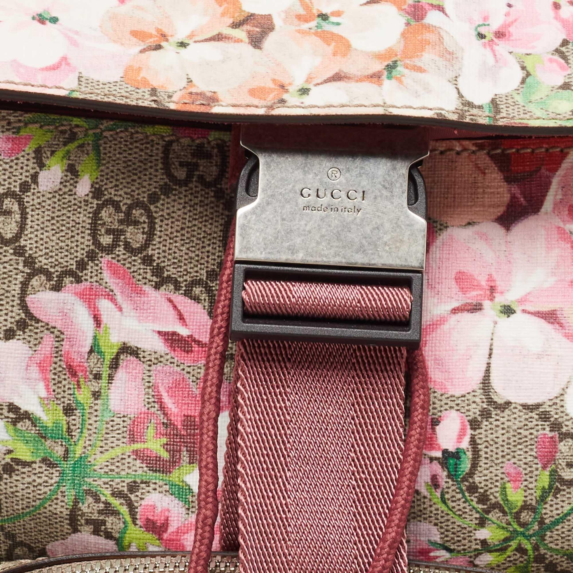 Gucci Beige/Pink GG Blooms Supreme Canvas and Suede Backpack 6