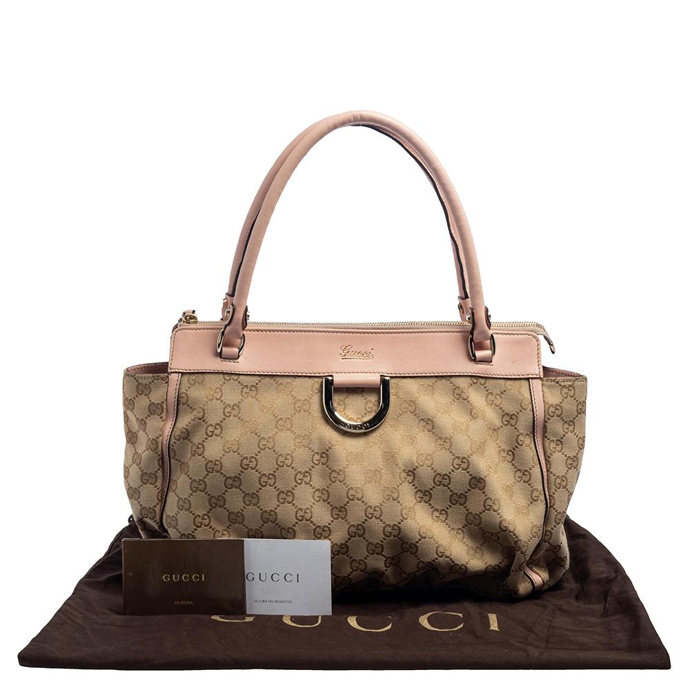Gucci Beige/Pink GG Canvas and Leather Abbey D-Ring Satchel 3