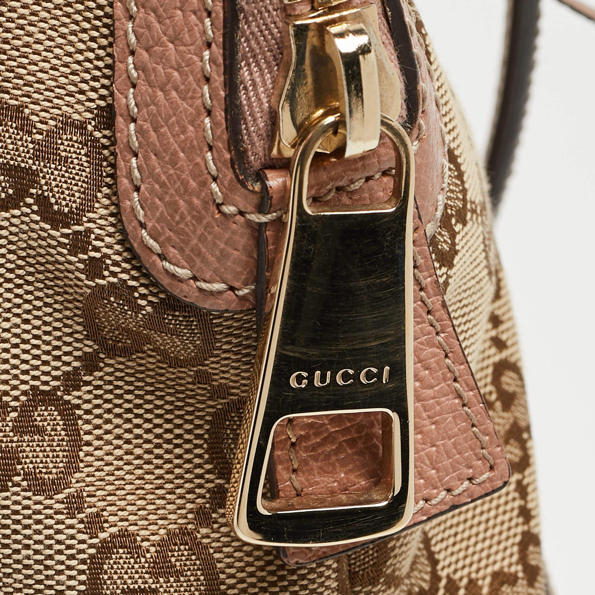 Gucci Beige/Pink GG Canvas and Leather Bree Bag For Sale 7