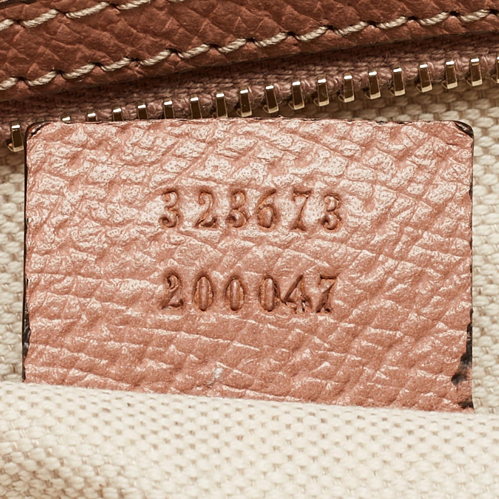 Gucci Beige/Pink GG Canvas and Leather Bree Bag For Sale 2