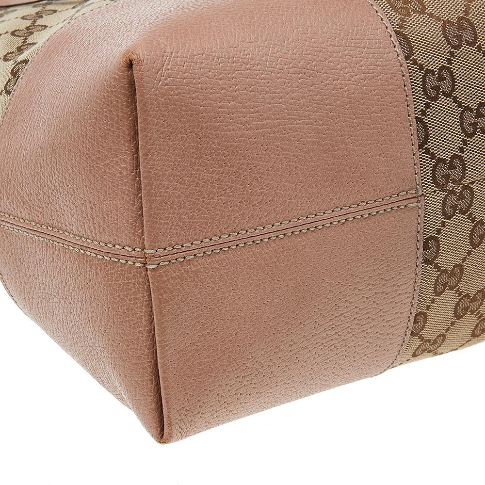 Gucci Beige/Pink GG Canvas And Leather Bree Bag 2