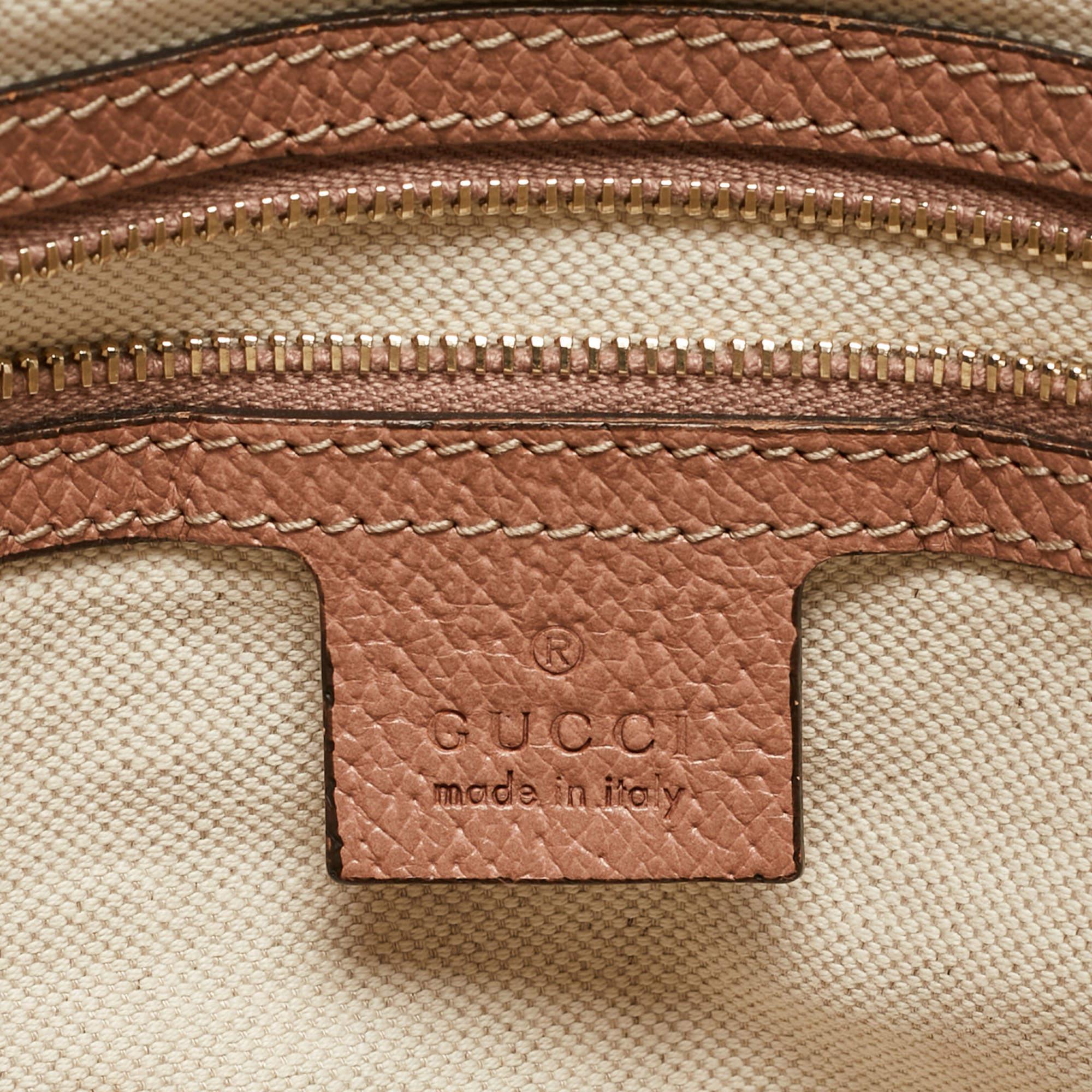 Gucci Beige/Pink GG Canvas and Leather Bree Bag For Sale 3