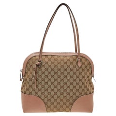 Gucci Beige/Pink GG Canvas And Leather Bree Bag