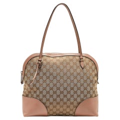 Gucci Beige/Pink GG Canvas and Leather Bree Bag