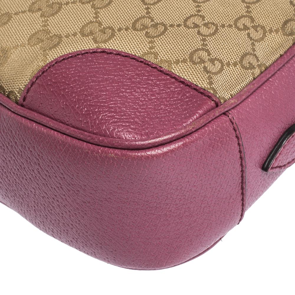 Brown Gucci Beige/Pink GG Canvas and Leather Crossbody Bag