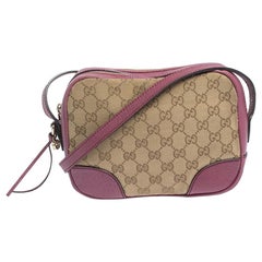 Gucci Beige/Pink GG Umhängetasche aus Segeltuch und Leder