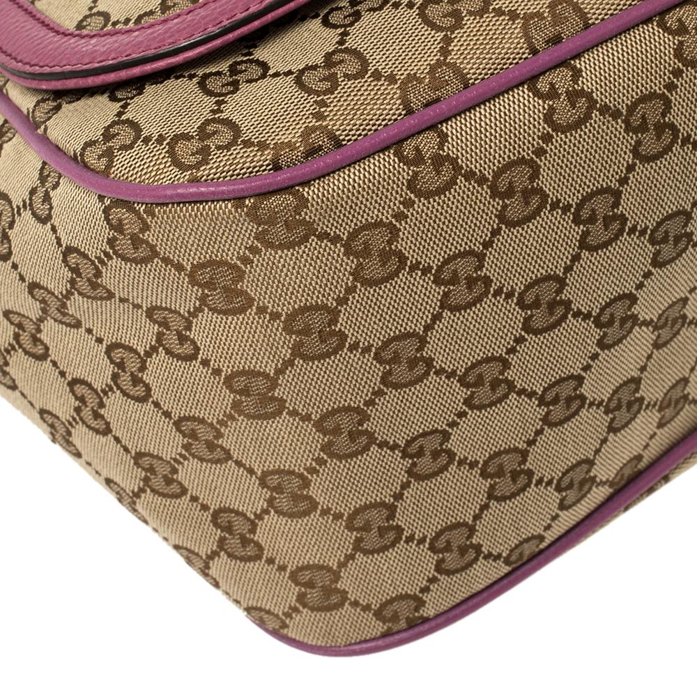 Brown Gucci Beige/Pink GG Canvas And Leather Diaper Bag