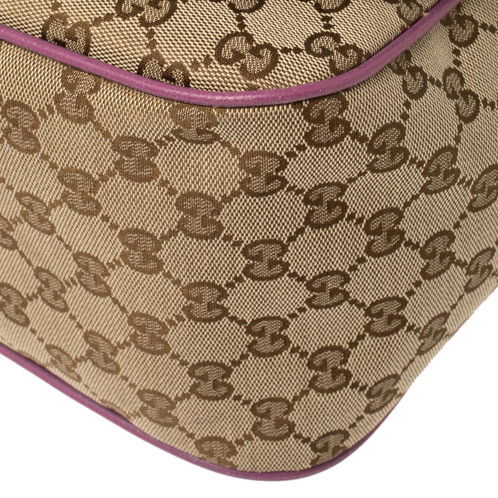 Gucci Beige/Pink GG Canvas And Leather Diaper Bag In Good Condition In Dubai, Al Qouz 2