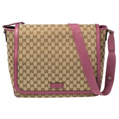Used Gucci Beige/Pink GG Canvas And Leather Diaper Bag