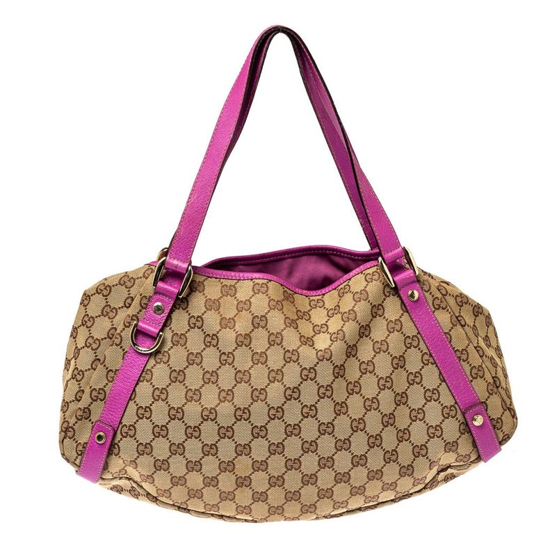 Examen album honning Ond Gucci Beige/Pink GG Canvas and Leather Medium Abbey Shoulder Bag For Sale  at 1stDibs