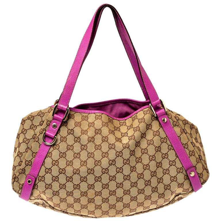 Gucci Beige/Pink GG Canvas and Leather Medium Abbey Shoulder Bag