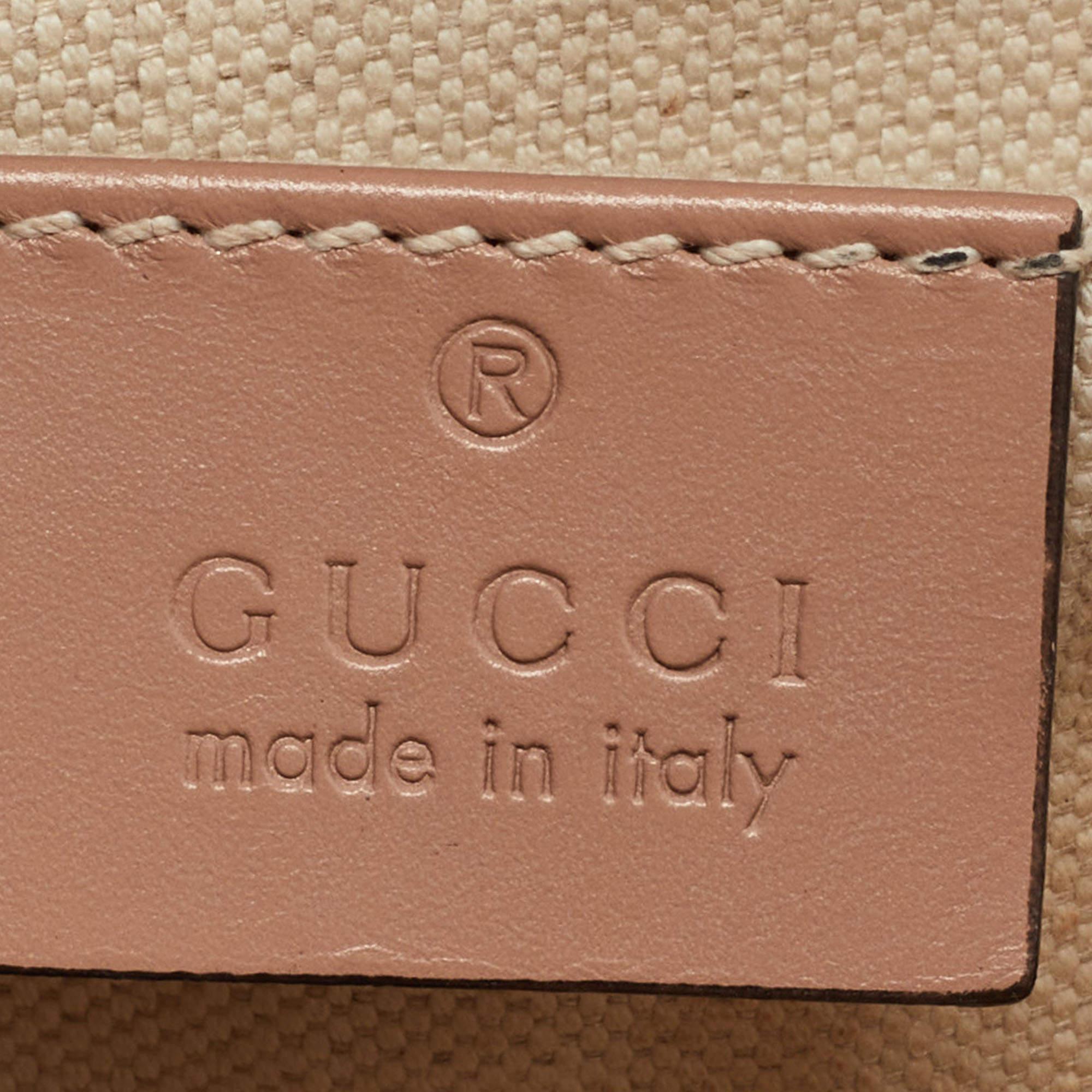 Gucci - Sac à bandoulière Emily en toile et cuir beige/rose GG 8
