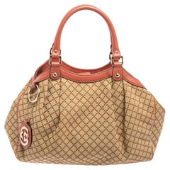 Gucci Beige/Pink GG Segeltuch und Leder Medium Sukey Tote