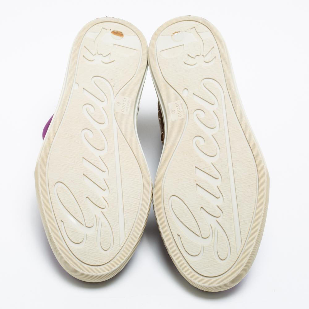 Gucci Beige/Pink GG Canvas And Suede High Top Sneakers Size 36 2