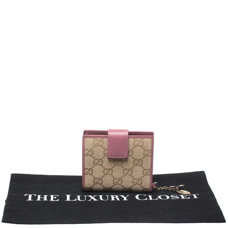 Gucci Beige/Pink GG Canvas Compact Wallet 2