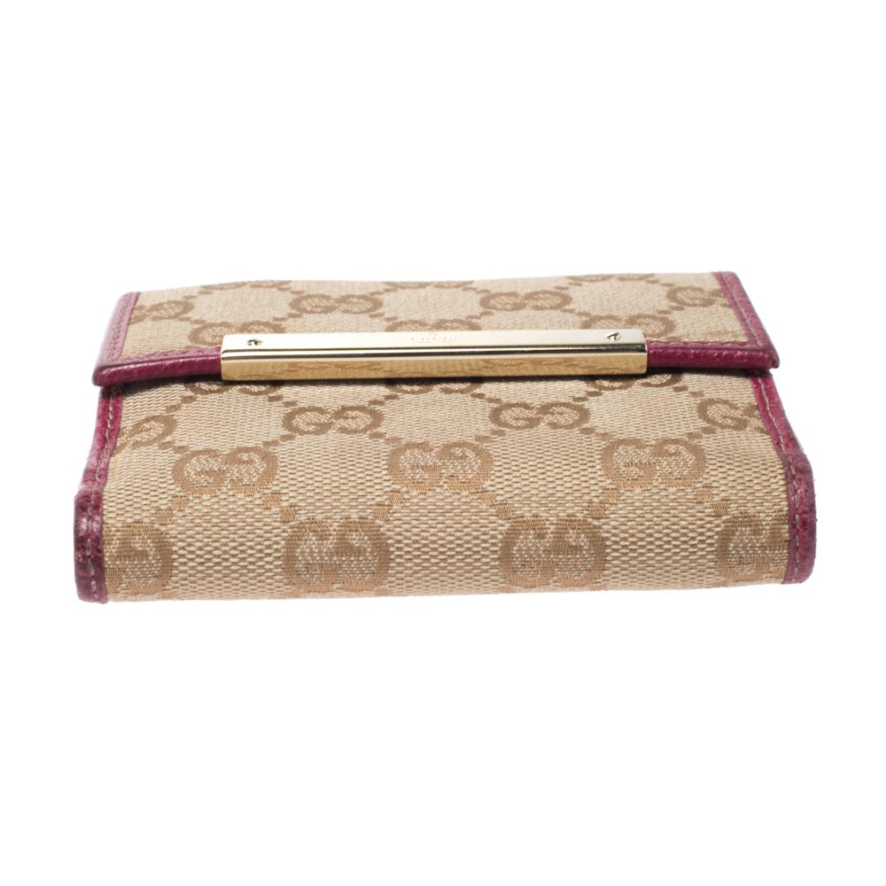 Gucci Beige/Pink GG Canvas Compact Wallet 5