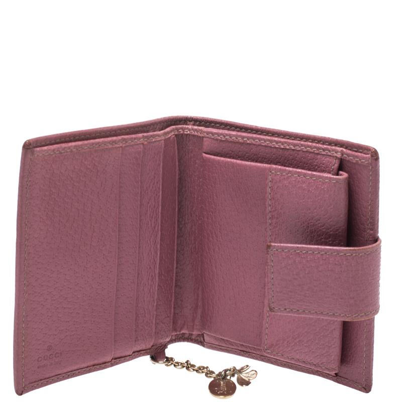 Women's Gucci Beige/Pink GG Canvas Compact Wallet