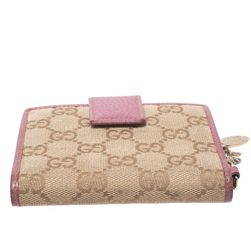 Gucci Beige/Pink GG Canvas Compact Wallet 1