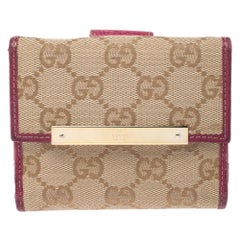 Gucci Beige/Pink GG Canvas Compact Wallet