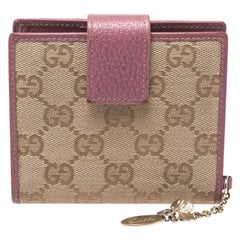 Gucci Beige/Pink GG Canvas Compact Wallet