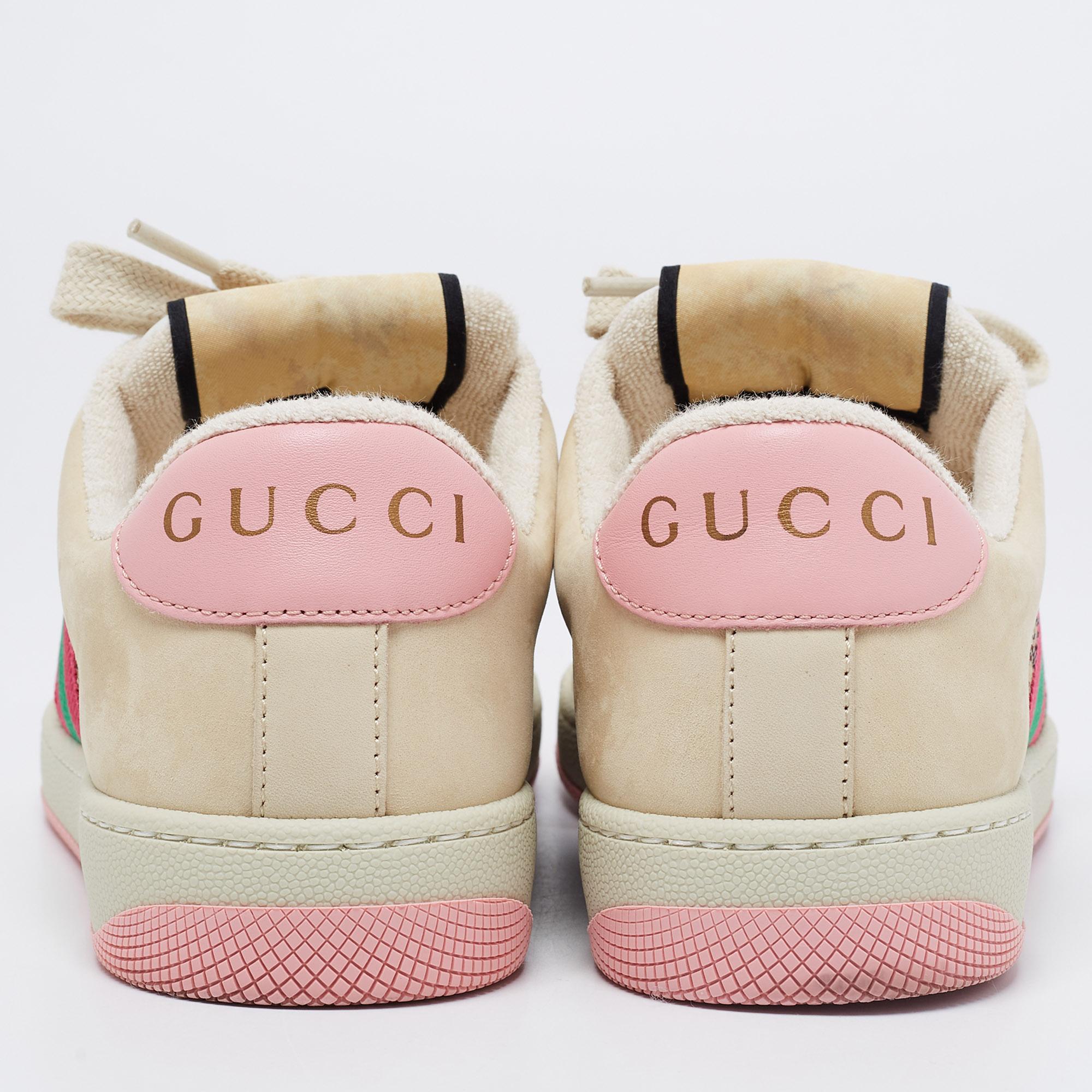 pink and white gucci sneakers