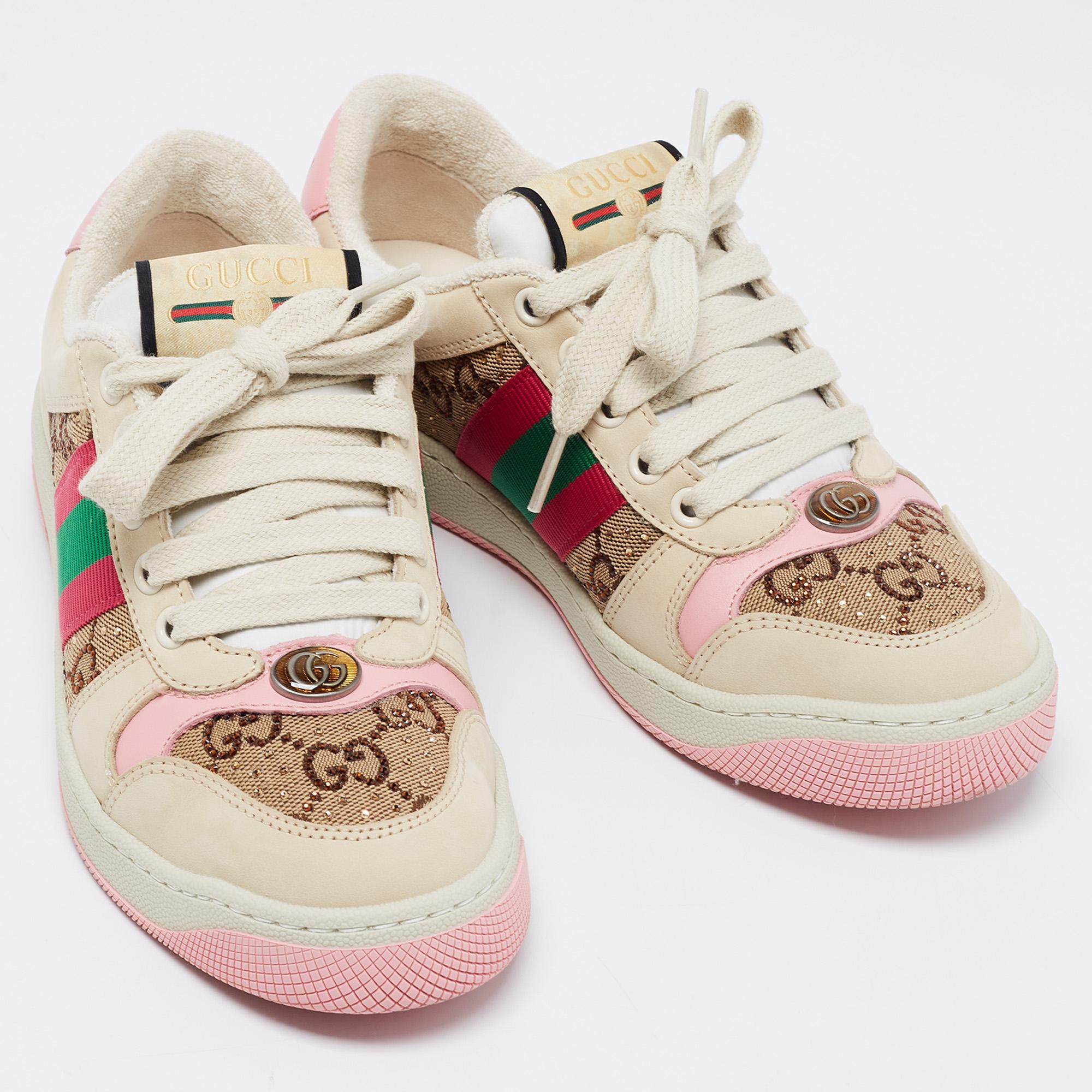 gucci screener sneakers pink
