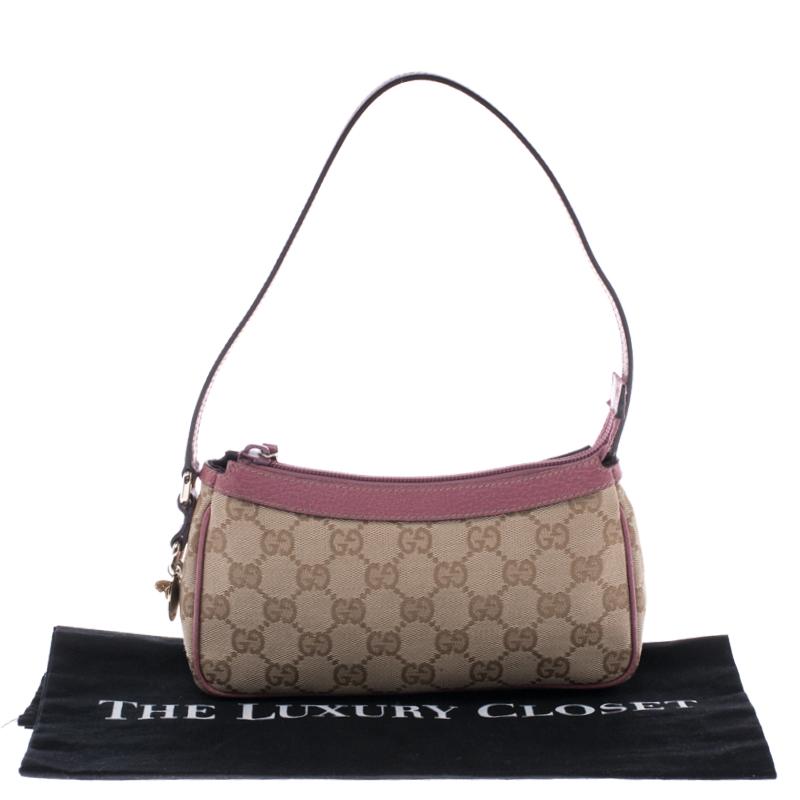 Gucci Beige/Pink GG Canvas Pochette Bag 5