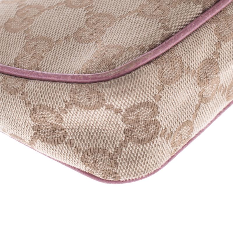Women's Gucci Beige/Pink GG Canvas Pochette Bag