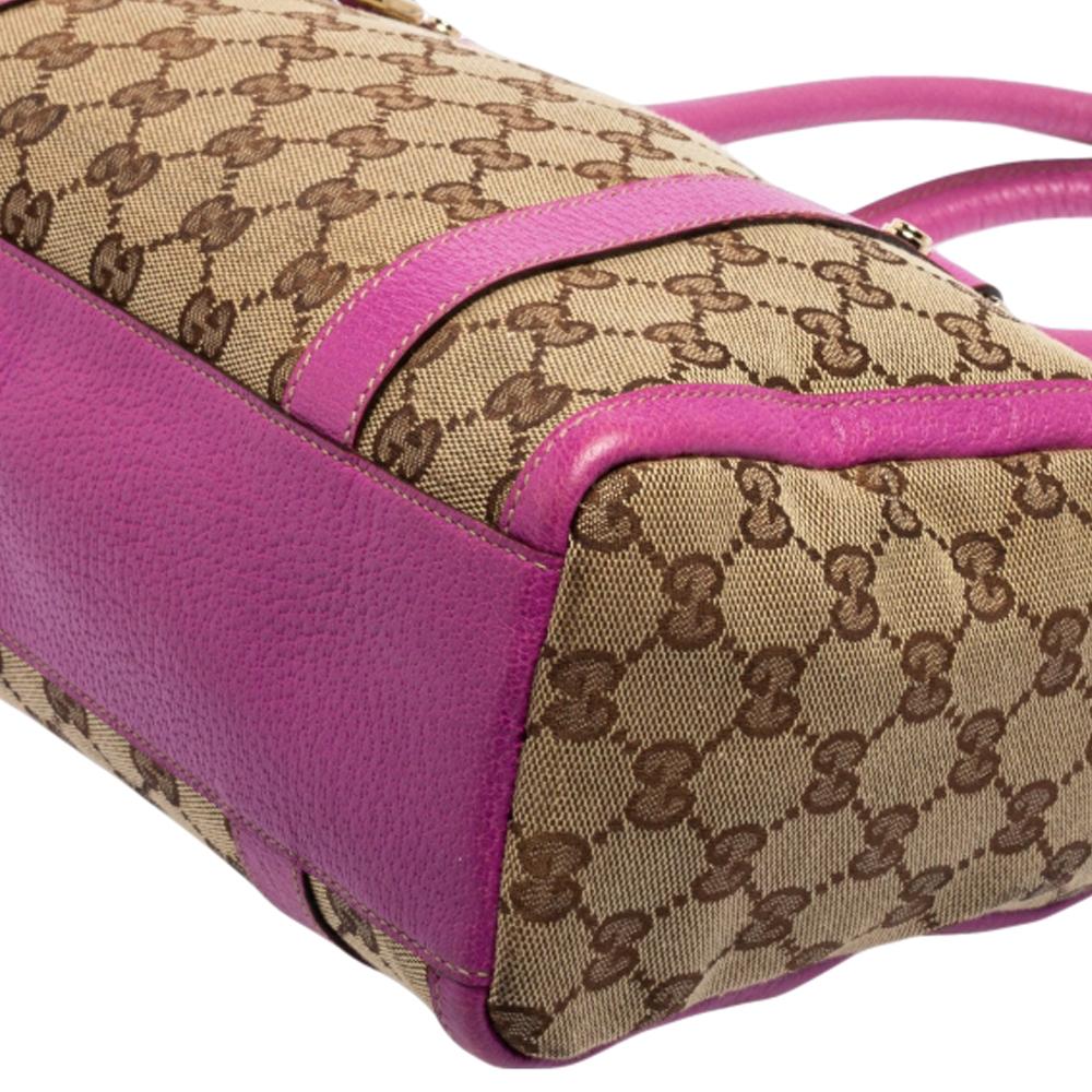 Gucci Beige/Pink GG Canvas Small Joy Boston Bag In Good Condition In Dubai, Al Qouz 2