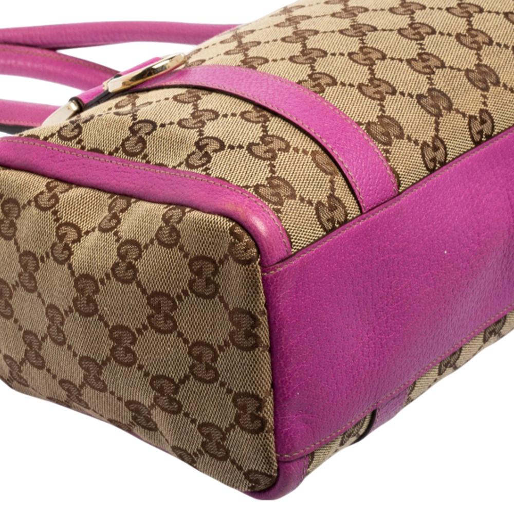 Women's Gucci Beige/Pink GG Canvas Small Joy Boston Bag