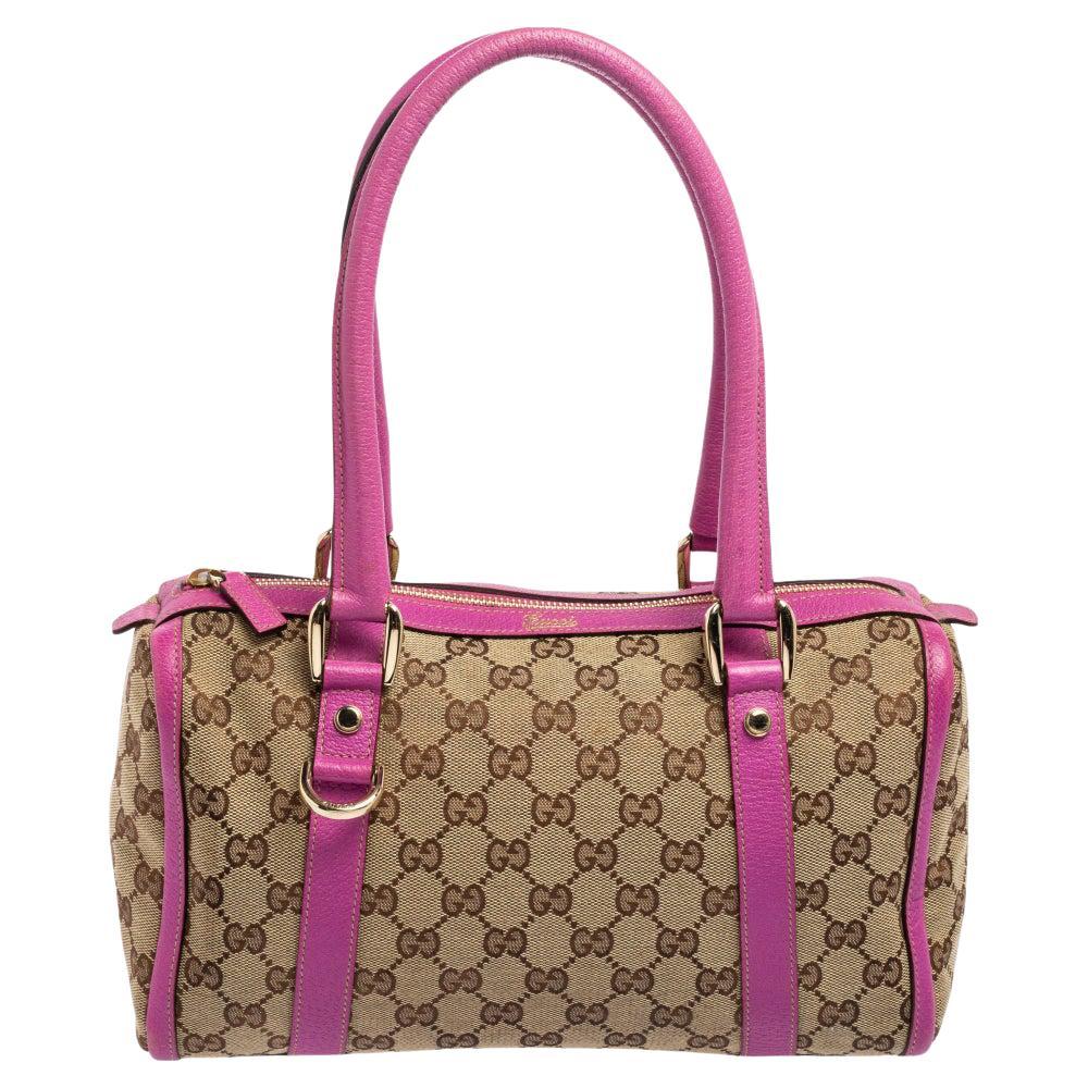 Gucci Beige/Pink GG Canvas Small Joy Boston Bag