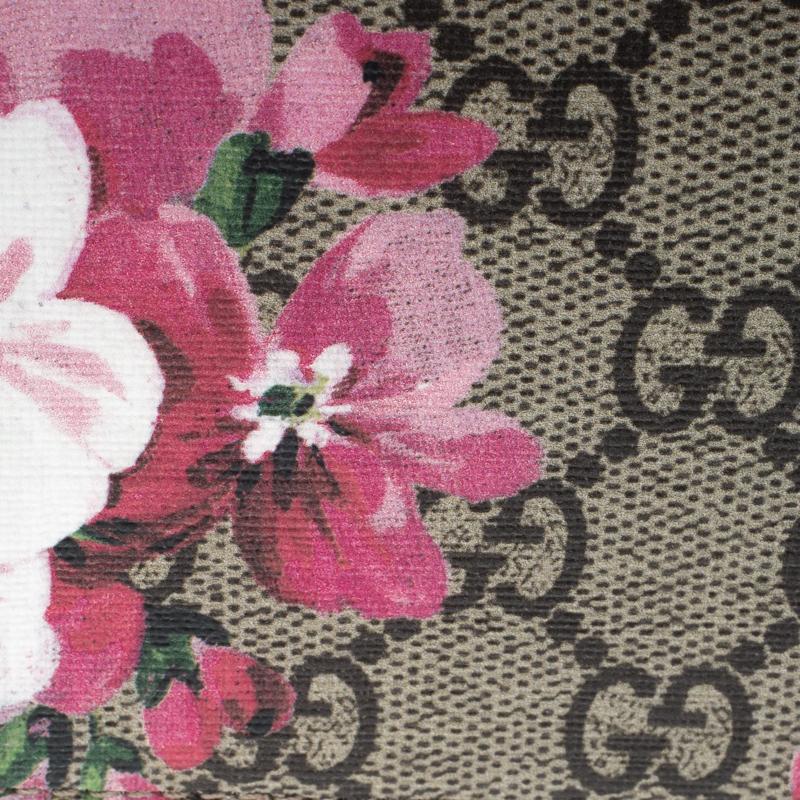 Women's Gucci Beige/Pink GG Supreme Canvas Blooms Card Case