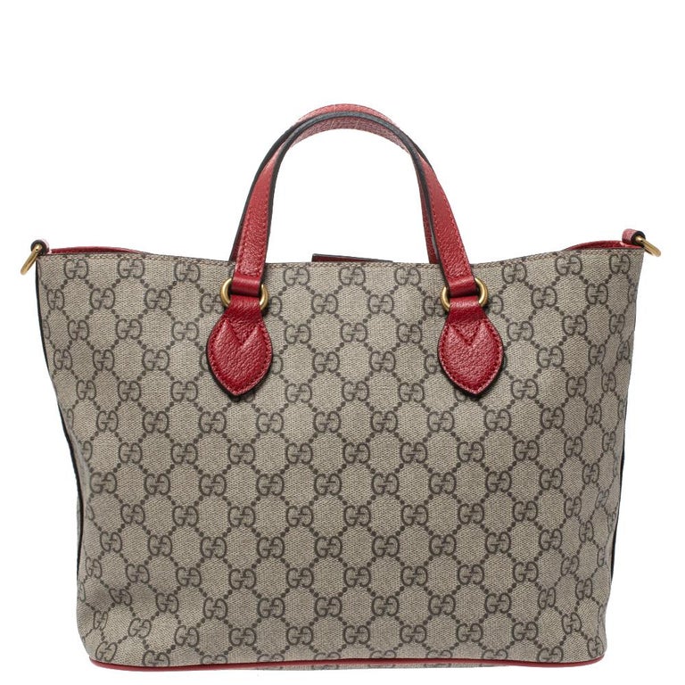 Gucci Beige/Pink GG Supreme Canvas,Suede and Leather Bosco Tote at 1stDibs