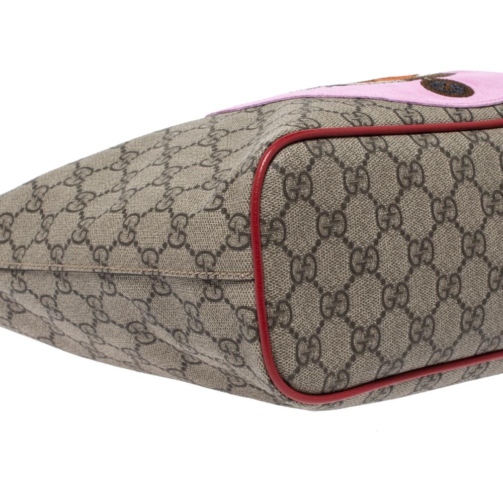 Gucci Beige/Pink GG Supreme Canvas:: Wildleder und Leder Bosco Tote 1