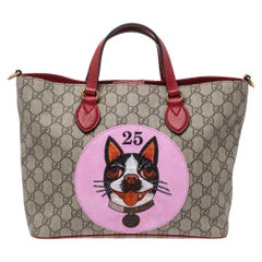 Gucci Beige/Pink GG Supreme Canvas, Suede and Leather Bosco Tote