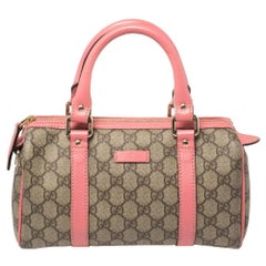 Gucci Beige/Pink GG Supreme Coated Canvas and Leather Joy Boston Bag