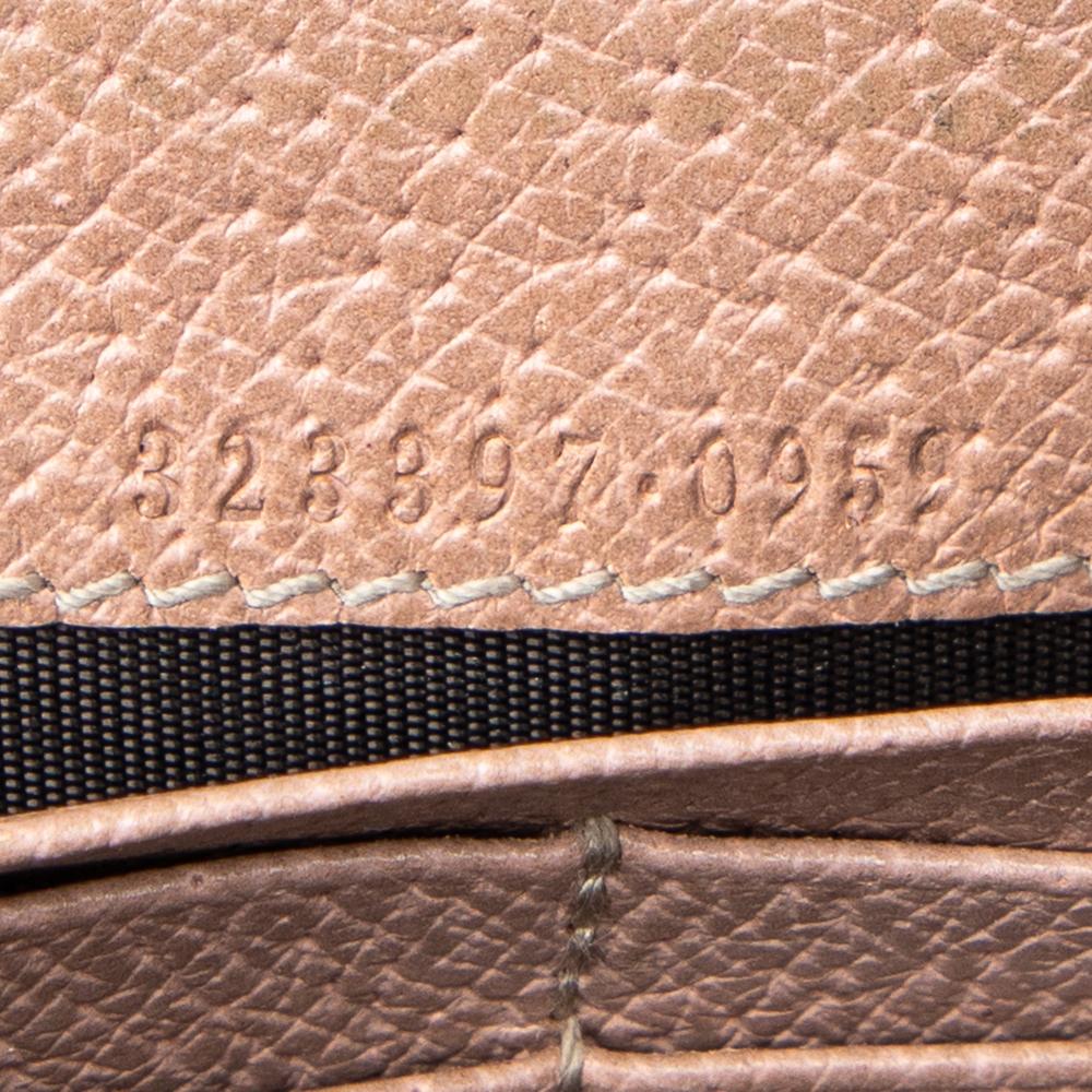 Gucci Beige/Pink Leather And GG Canvas Bree Zip Around Wallet 3