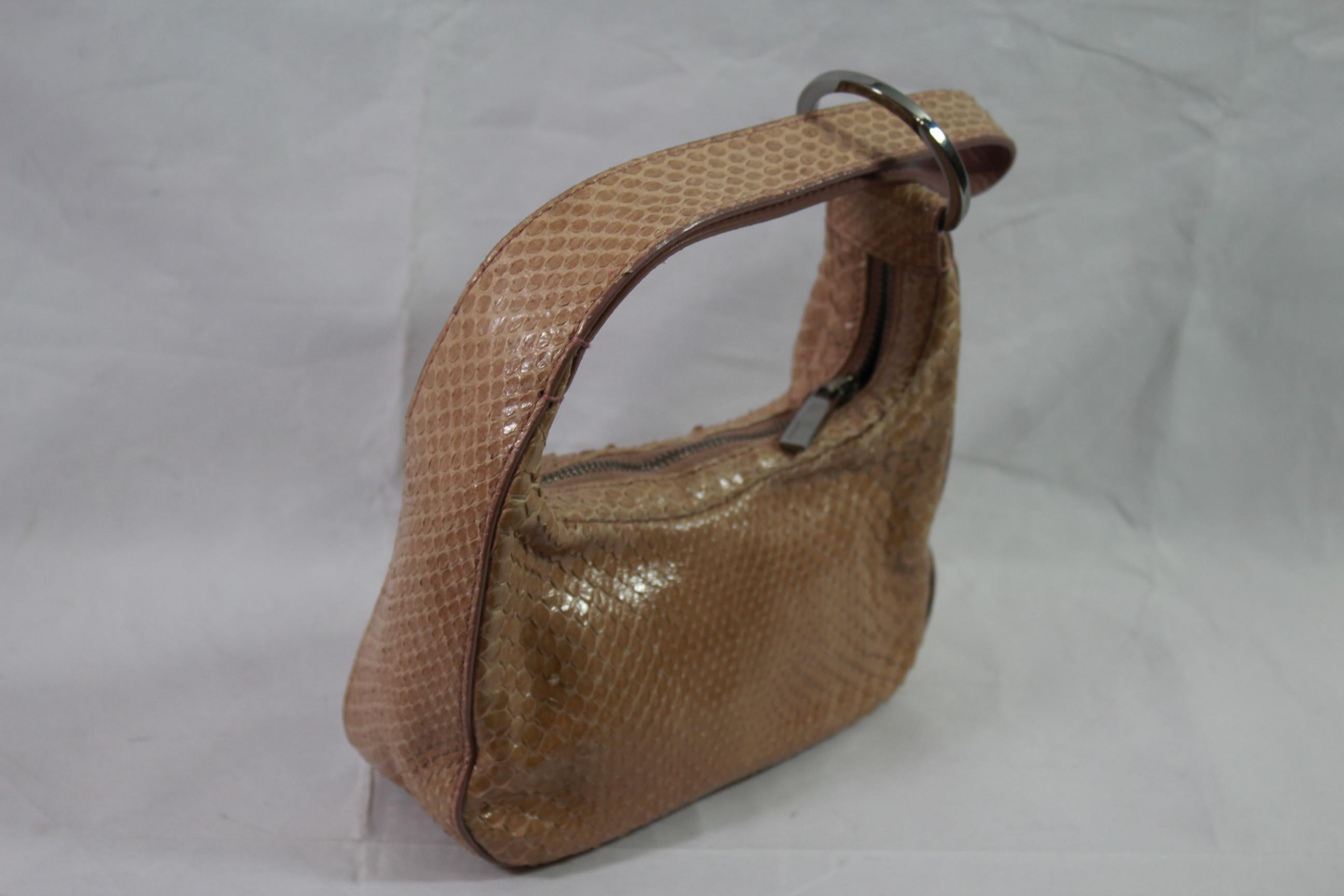 Brown Gucci Beige / Pink Mini  Handbag in Python Leather