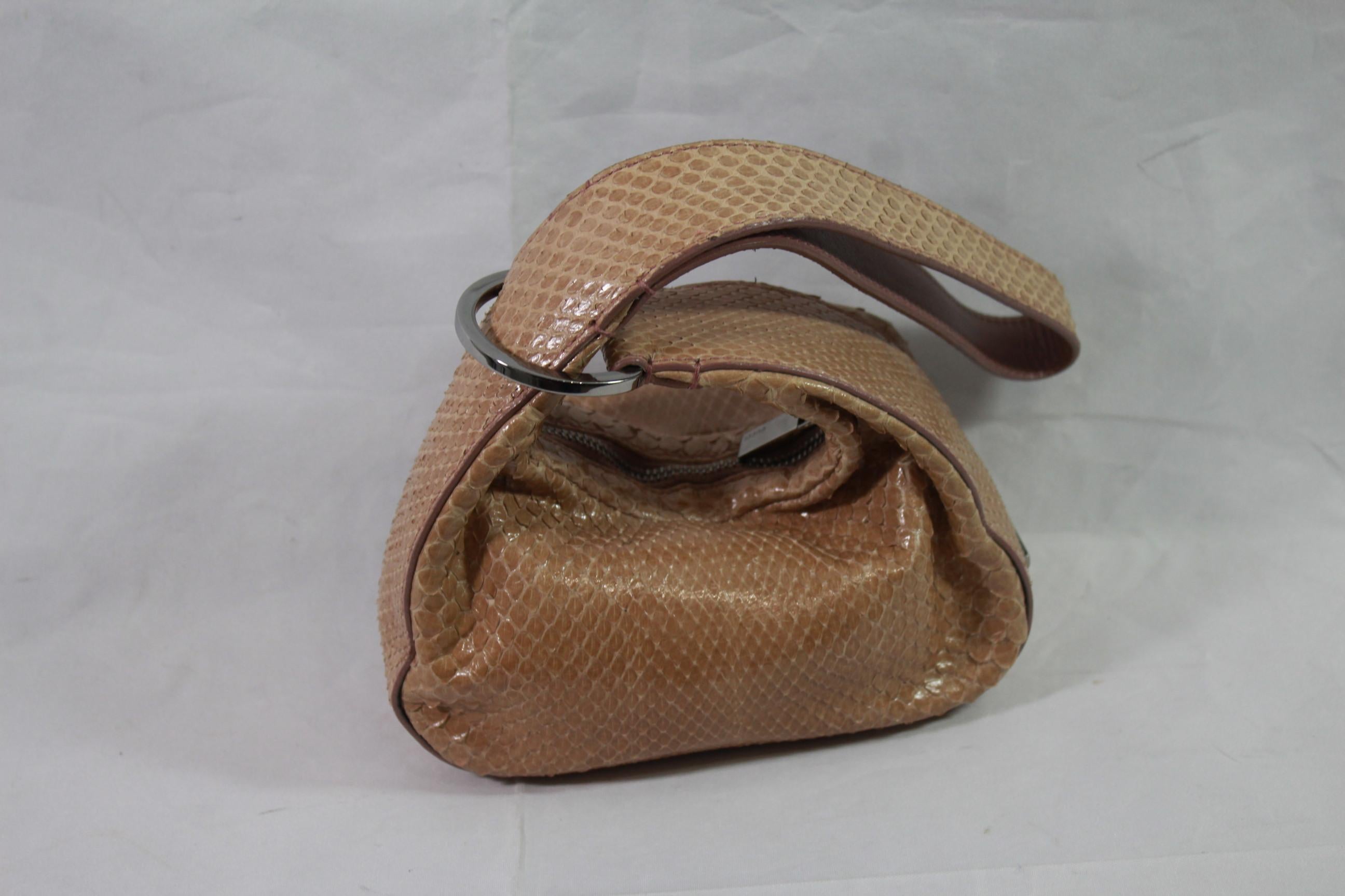 Gucci Beige / Pink Mini  Handbag in Python Leather In Good Condition In Paris, FR