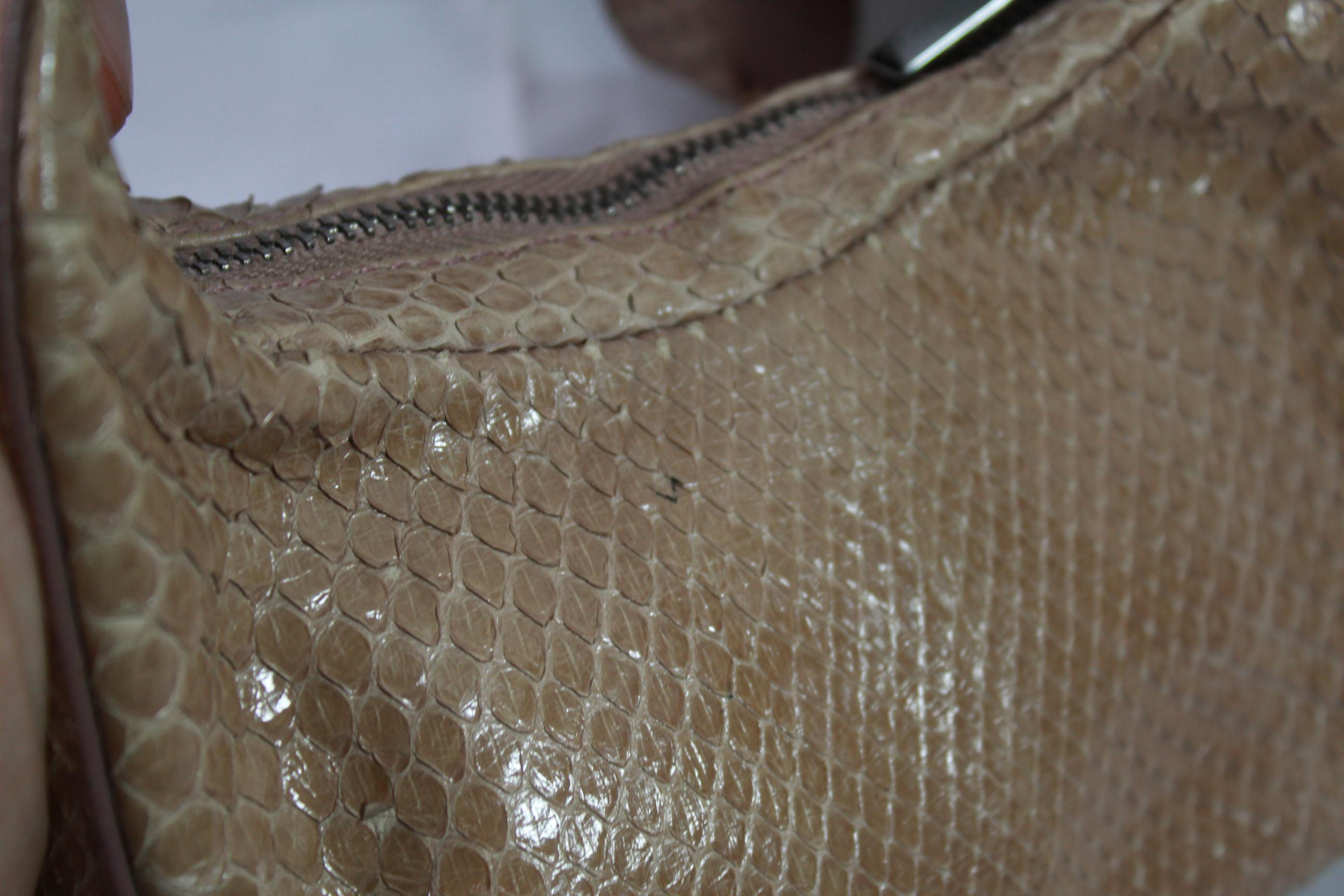 Gucci Beige / Pink Mini  Handbag in Python Leather 1