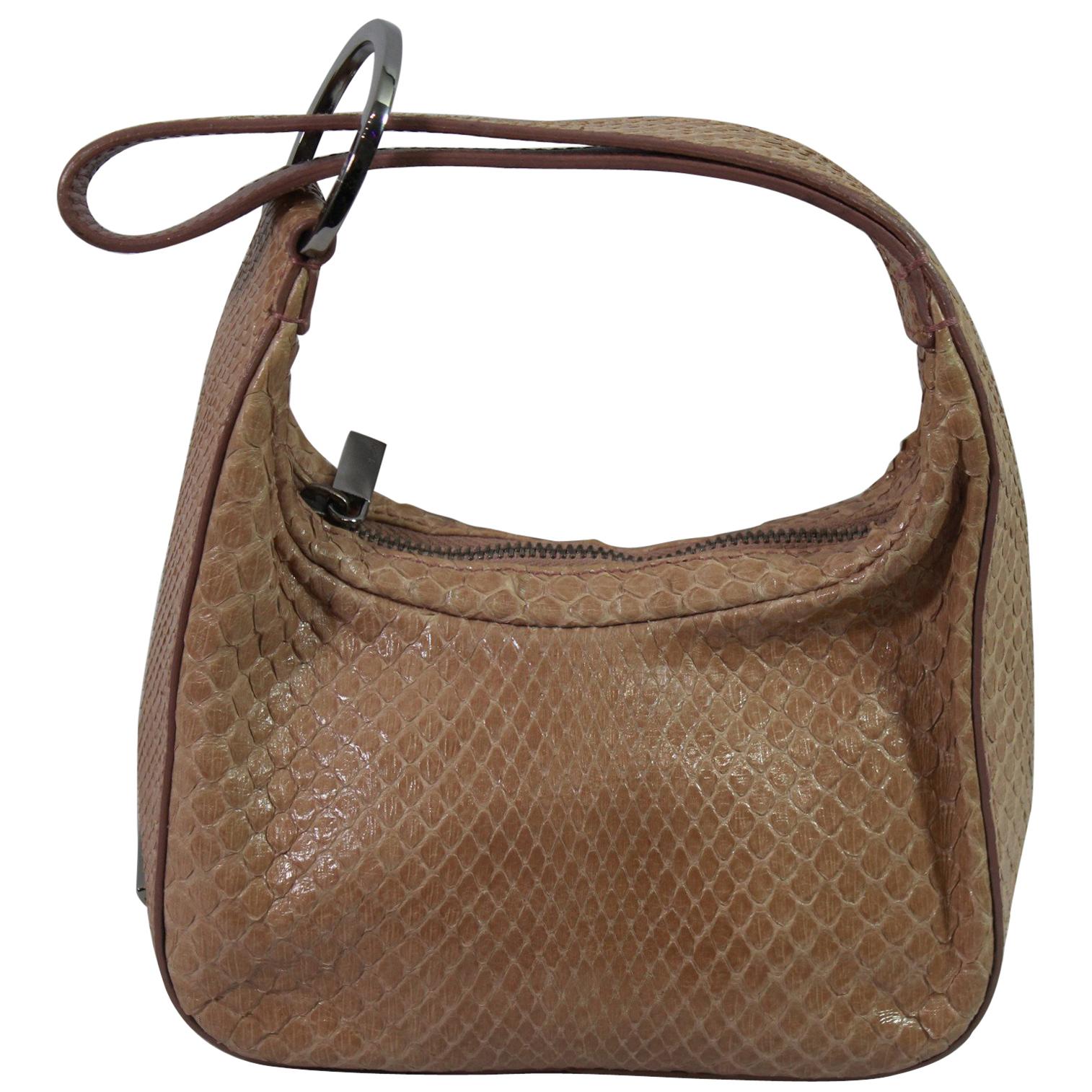 Gucci Beige / Pink Mini  Handbag in Python Leather