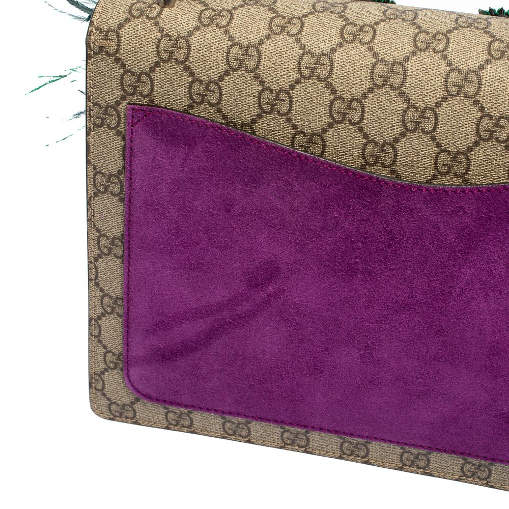 Gucci Beige/Purple Embroidered GG Supreme Canvas Medium Dionysus Shoulder Bag 4