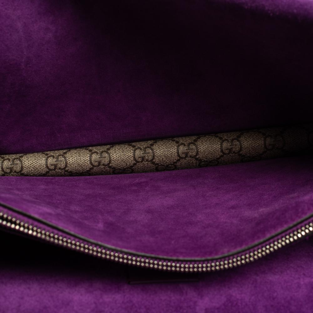 Gucci Beige/Purple Embroidered GG Supreme Canvas Medium Dionysus Shoulder Bag 6