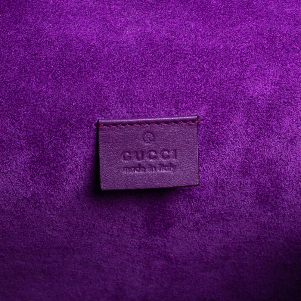 Gucci Beige/Purple Embroidered GG Supreme Canvas Medium Dionysus Shoulder Bag 9