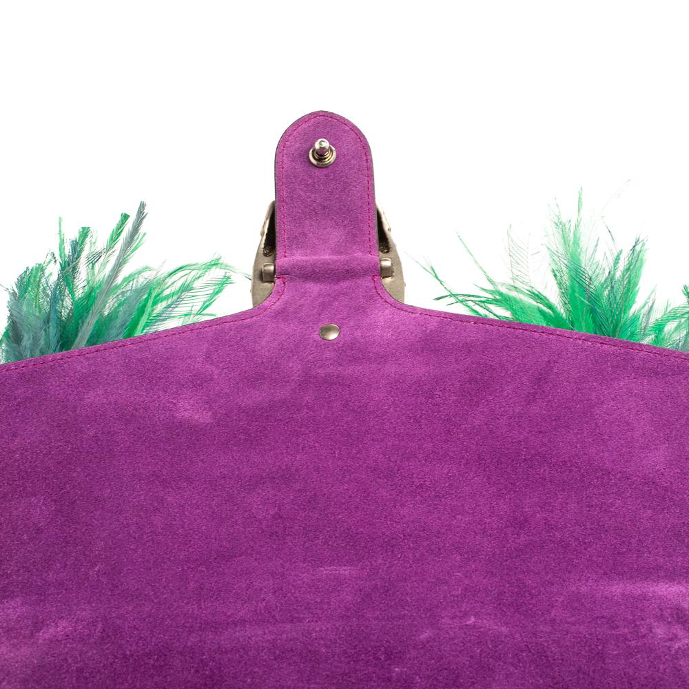 Gucci Beige/Purple Embroidered GG Supreme Canvas Medium Dionysus Shoulder Bag 11