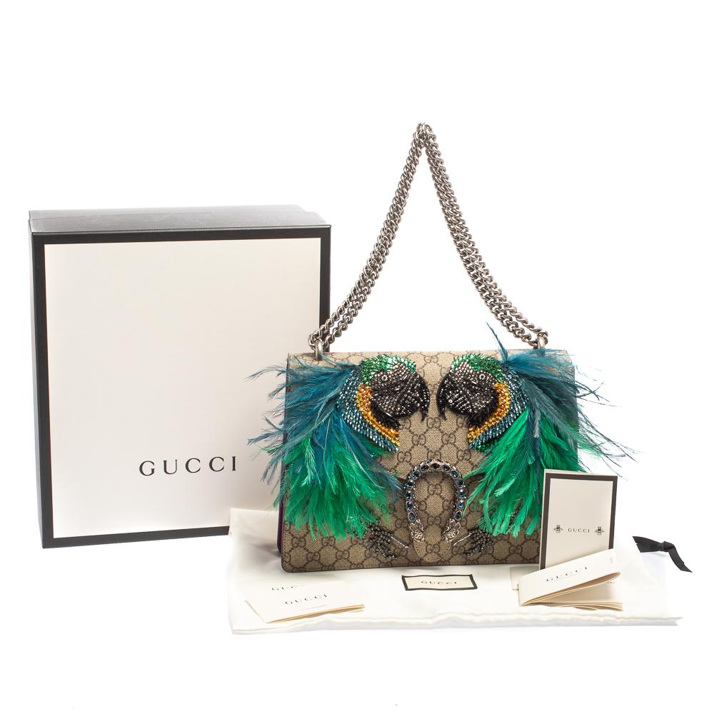 Gucci Beige/Purple Embroidered GG Supreme Canvas Medium Dionysus Shoulder Bag 12