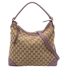 Gucci Beige/Purple GG Canvas And Leather Miss GG Original Hobo